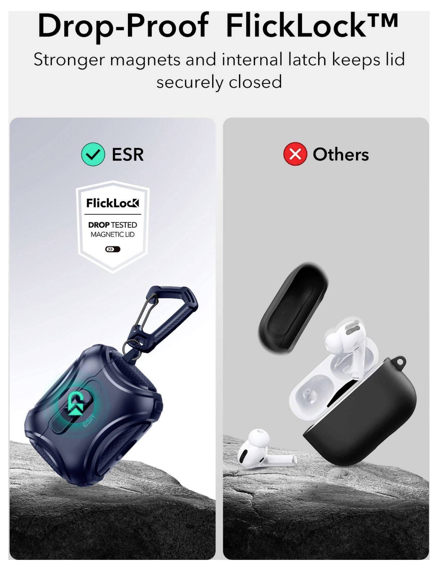 ESR Cyber FlickLock HaloLock Schutzhülle für Ladecase AirPods Pro 3 (2025) Dunkelblau
