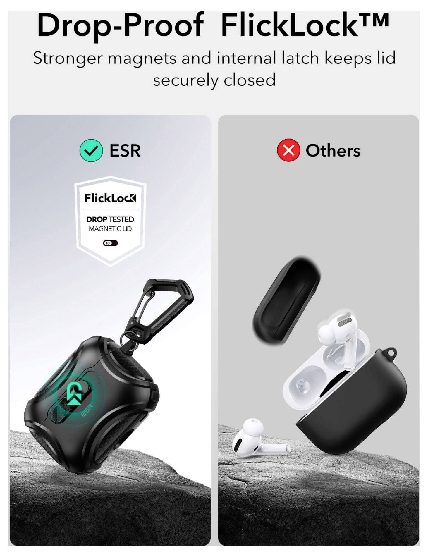 ESR Cyber FlickLock HaloLock Schutzhülle für Ladecase AirPods Pro 3 (2025) Schwarz