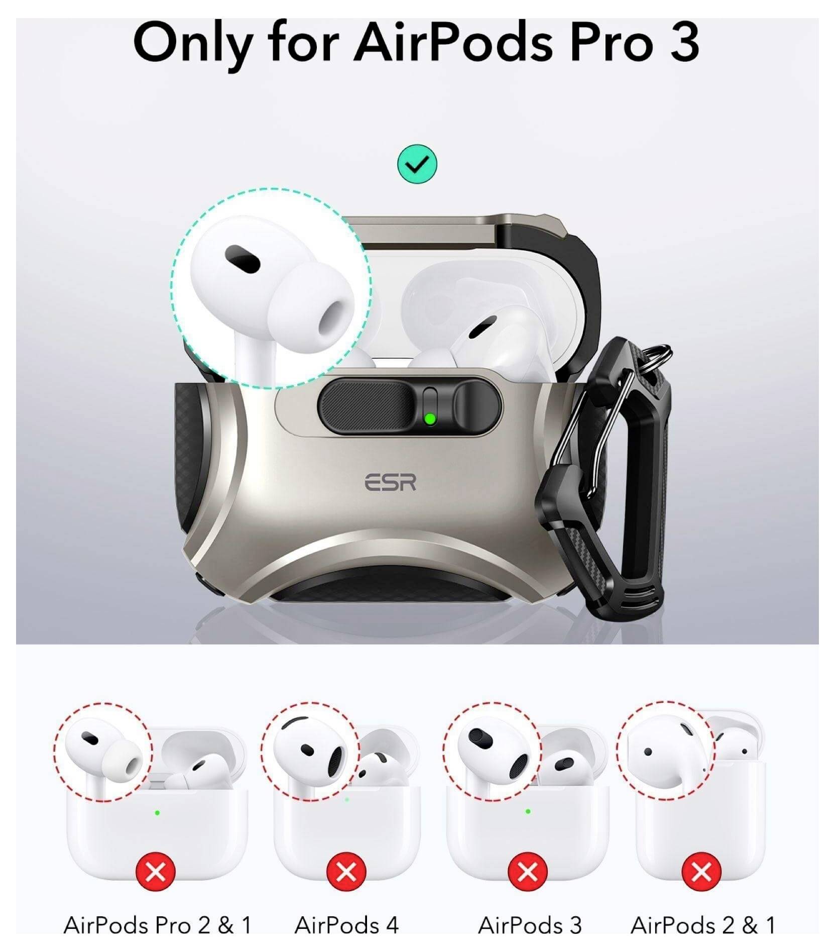 ESR Cyber FlickLock HaloLock Schutzhülle für Ladecase AirPods Pro 3 (2025) Titan