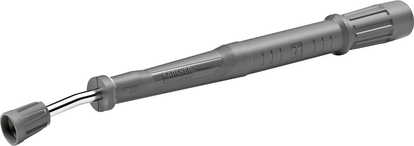 Eine graue, verstellbare Hochdruckreiniger-Lanze mit strukturiertem Griff und schmaler Düse, entwickelt für die Verwendung mit Kärcher-Reinigungsgeräten.