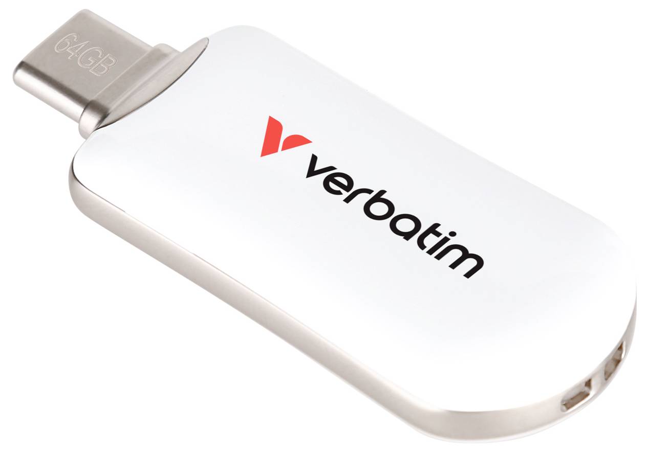 Verbatim 64GB USB-Stick mit silbernem Drehverschluss und Logo