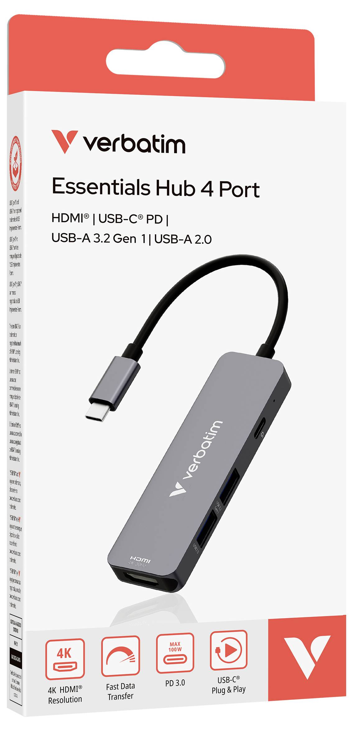 Verbatim 32155 USB-Hub 5 GBit/s Schwarz Essentials