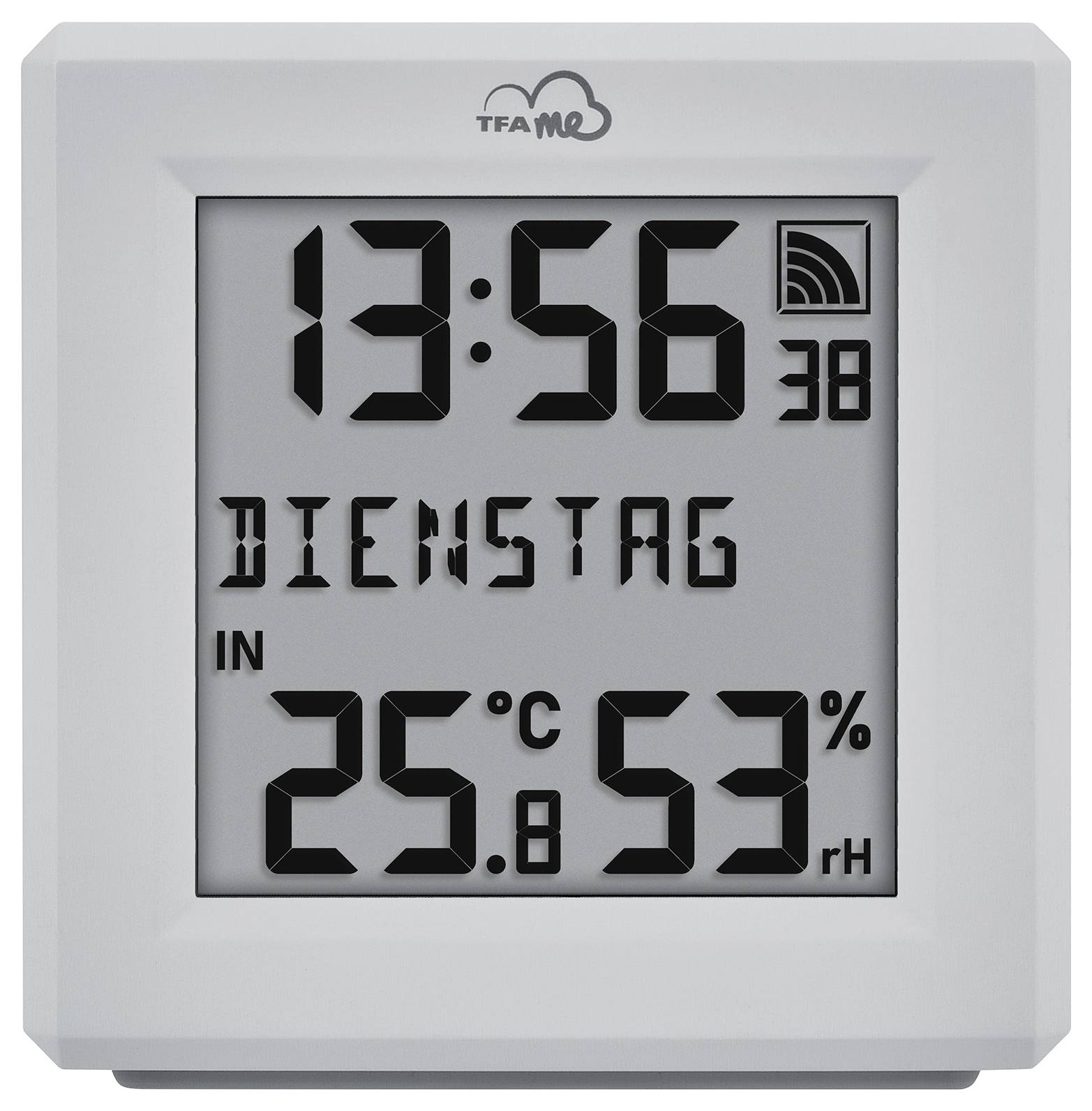 Digitale Wanduhr zeigt die Zeit „13:56