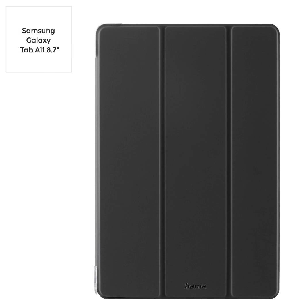Schwarze Tablet-Schutzhülle für Samsung Galaxy Tab A11 8,7 Zoll, geschlossen und von vorne betrachtet.