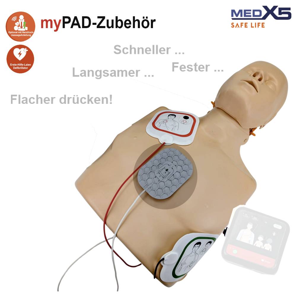 MEDX5 myPAD HLW-Feedbacksensor-Elektroden für Erwachsende und Kinder Ersatz-Übungselektroden