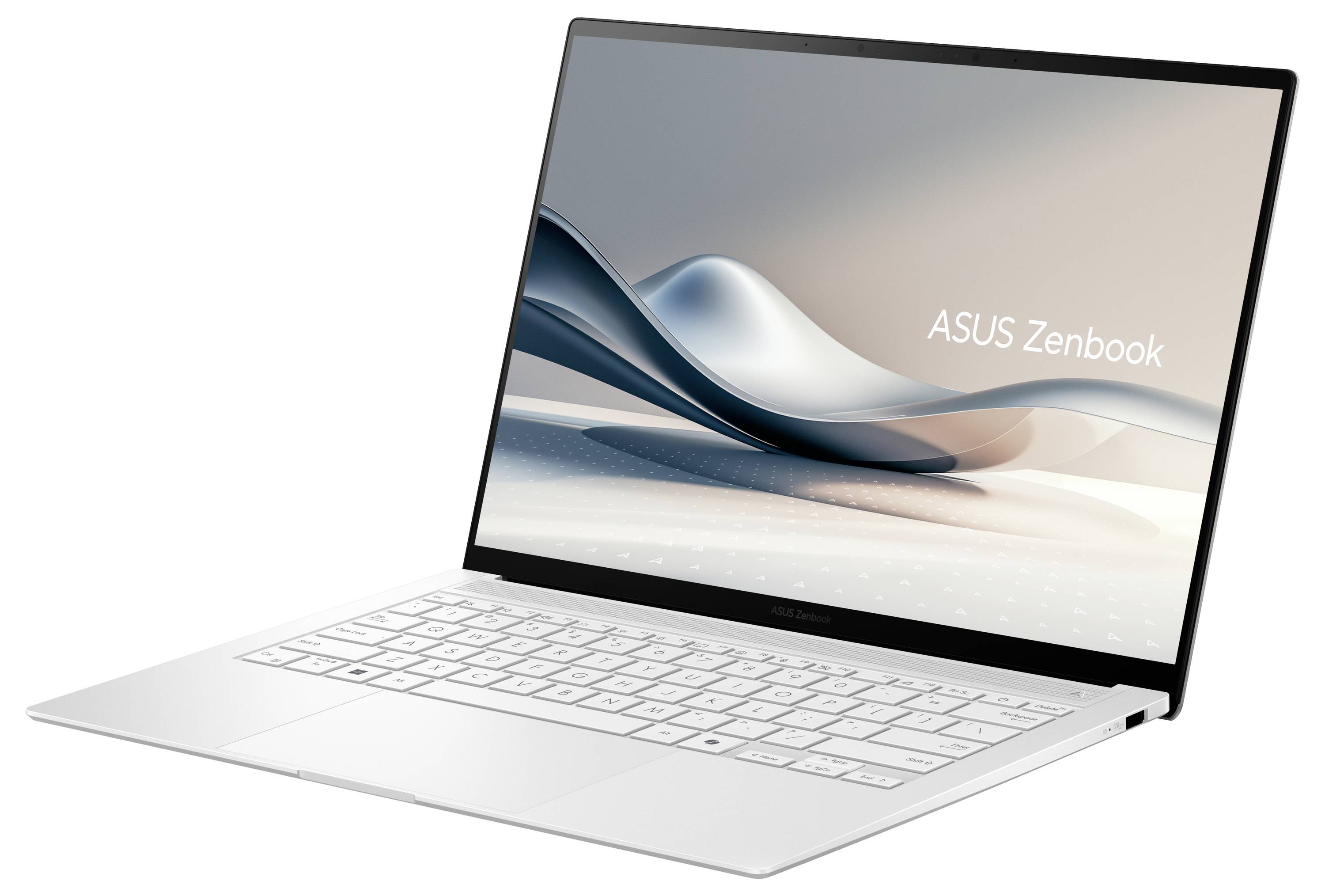 Ein schlanker, moderner silberner Laptop mit 