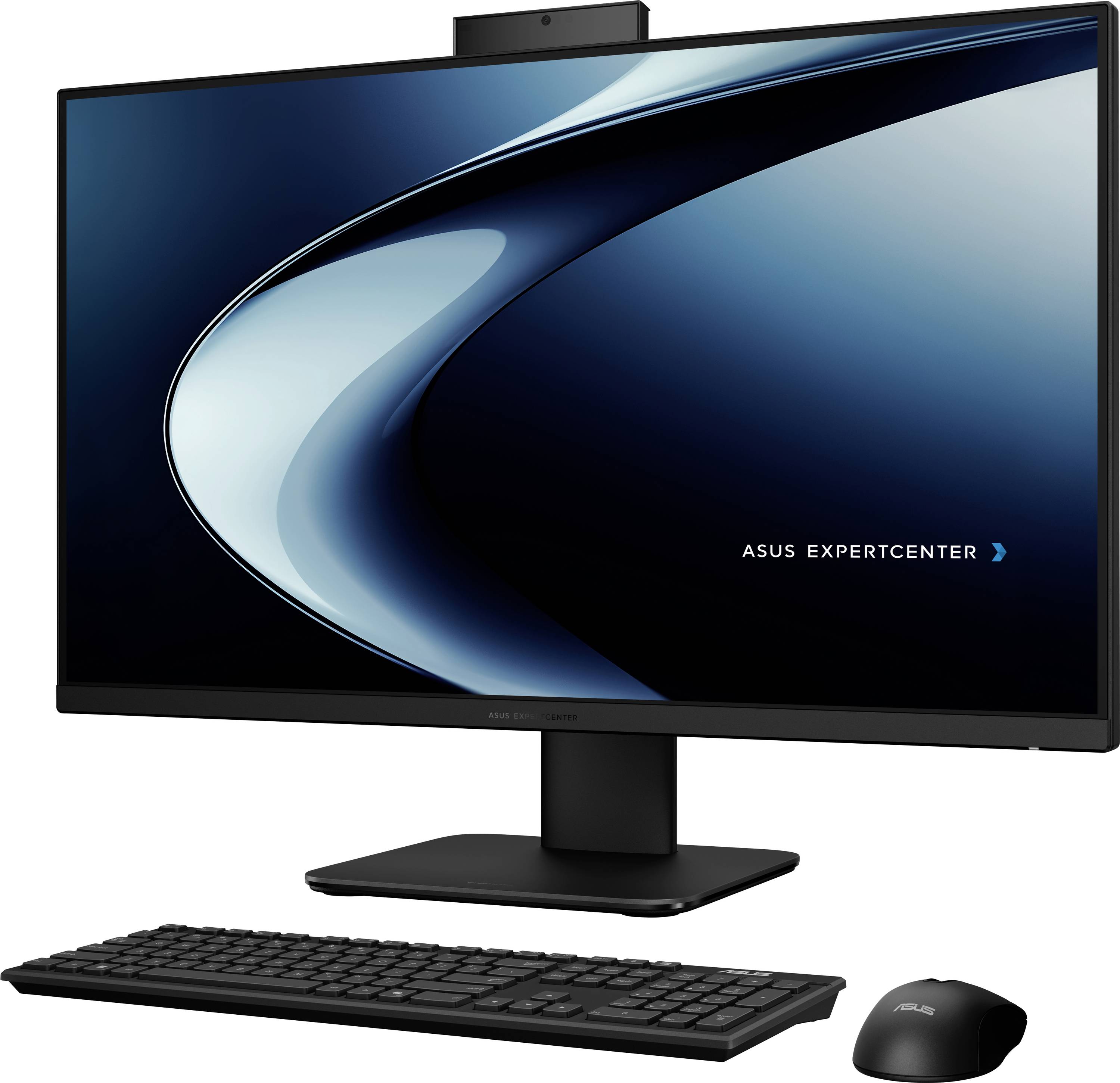 Ein modernes Desktop-Computer-Setup mit einem großen ASUS-Monitor mit dem Logo 