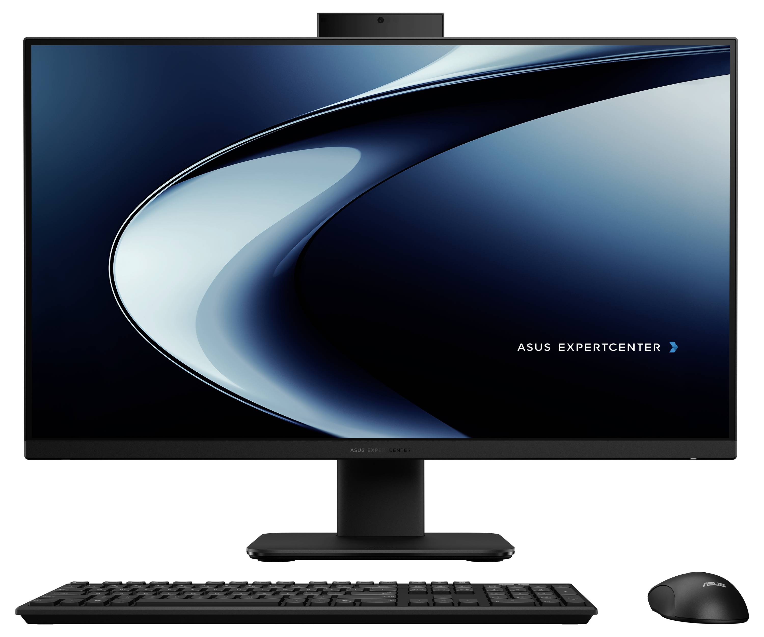 Computeraufbau mit einem großen Monitor, der „ASUS ExpertCenter