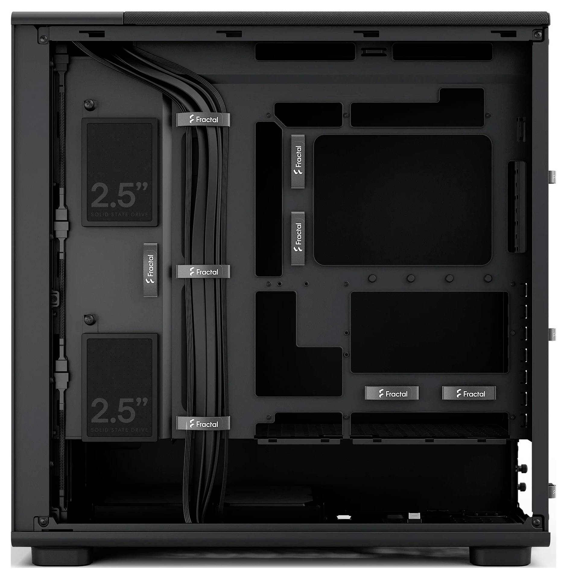 'Fractal Design Computer-Gehäuseinneres, das Kabelmanagement-Kanäle und Steckplätze für 2,5