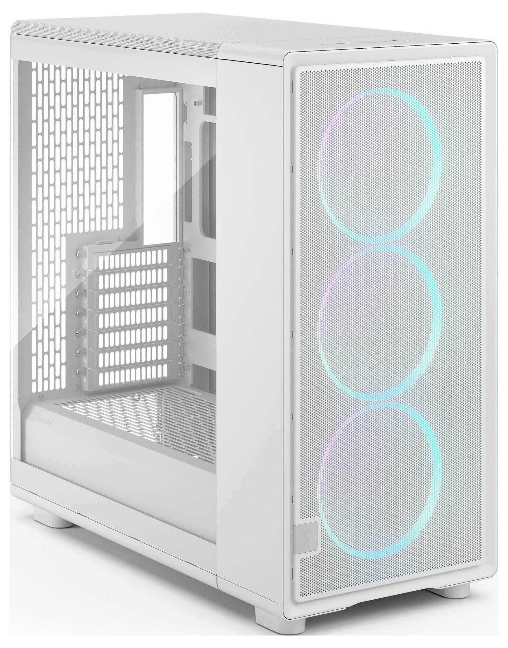 Laptop mit beleuchteter Tastatur und einem Hintergrundbild auf dem Bildschirm, das geometrische Formen und den Text „ASUS ExpertBook