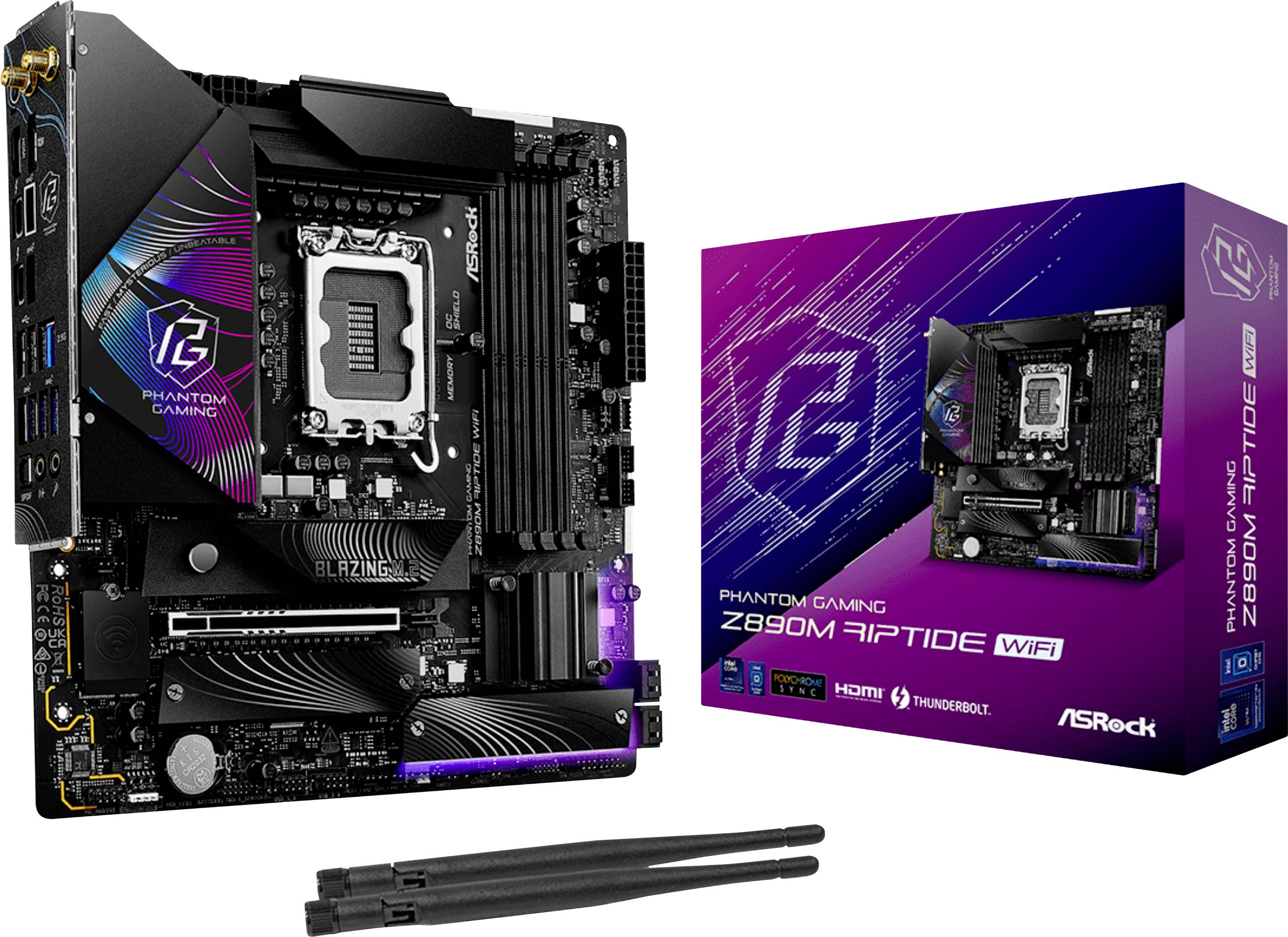 ASRock Phantom Gaming Z890M Riptide WiFi Mainboard Sockel (PC) Intel® LGA 1851 Formfaktor (Details) Micro-ATX