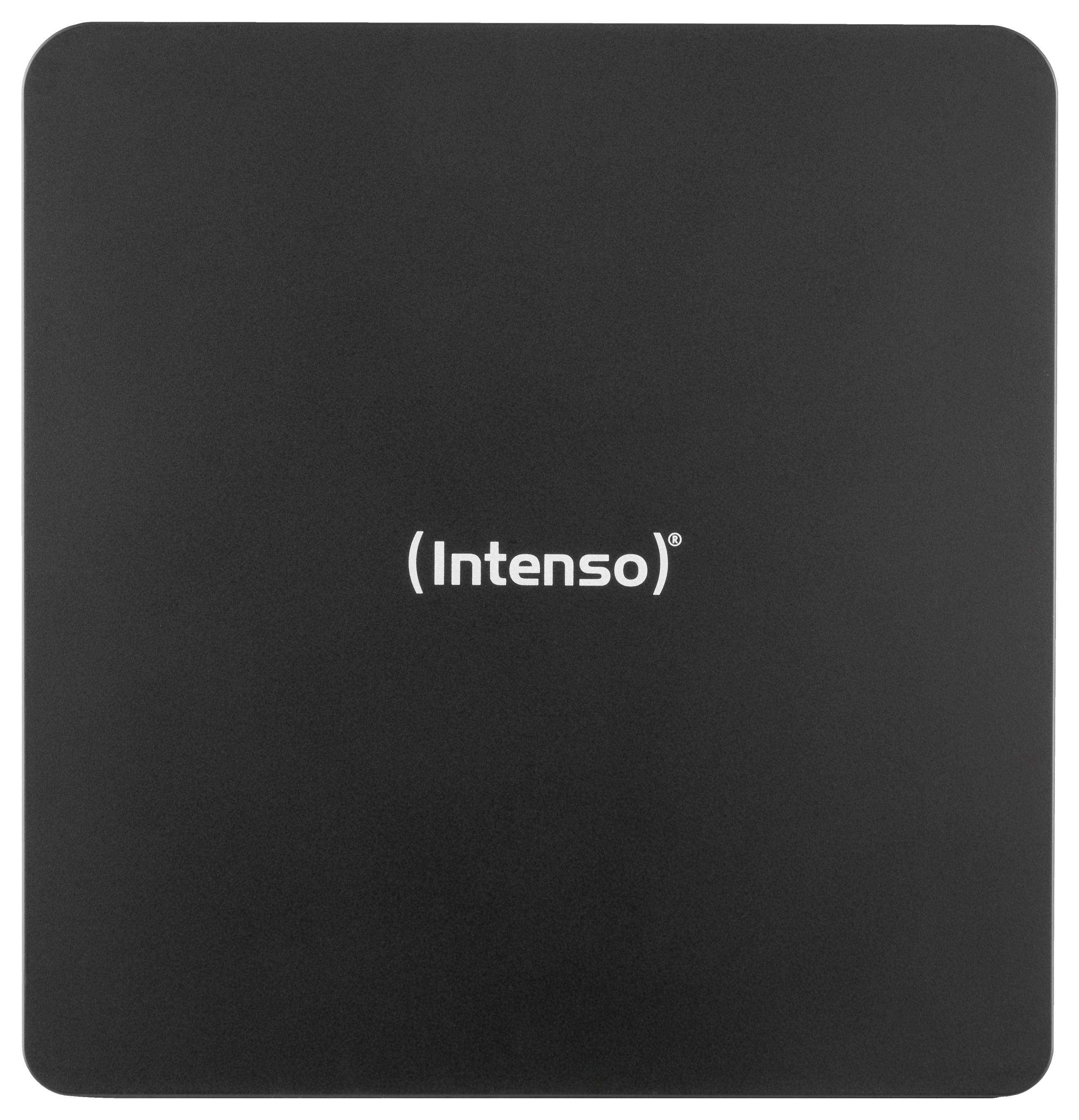 Ein schwarzes Quadrat mit dem Wort „Intenso