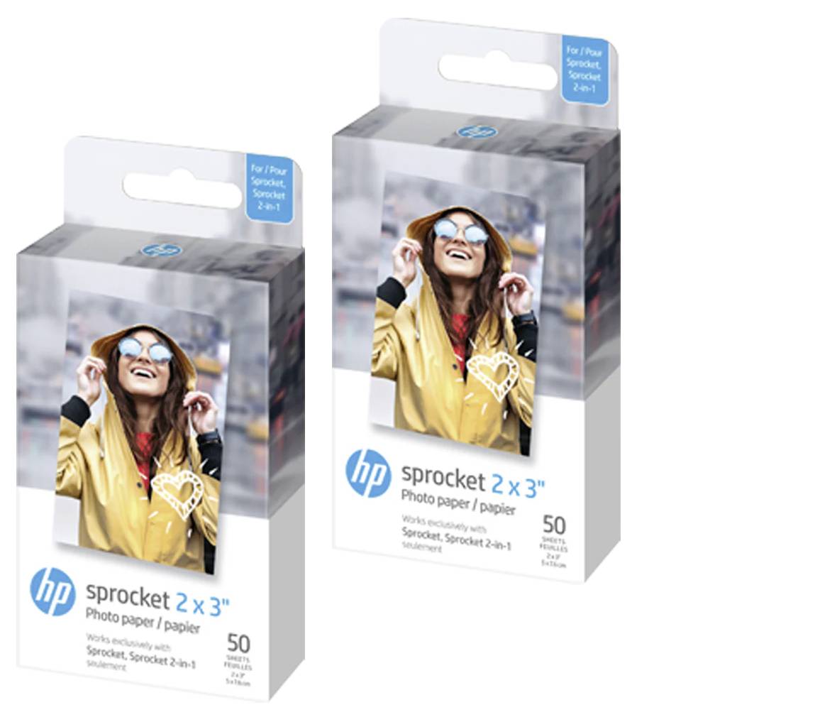 Zwei Packungen „HP Sprocket 2x3