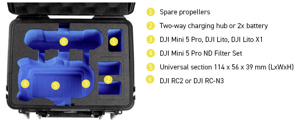 B & W International Transportkoffer Passend für (Multicopter): DJI Mini 5 Pro, DJI Lito 1, DJI Lito X1
