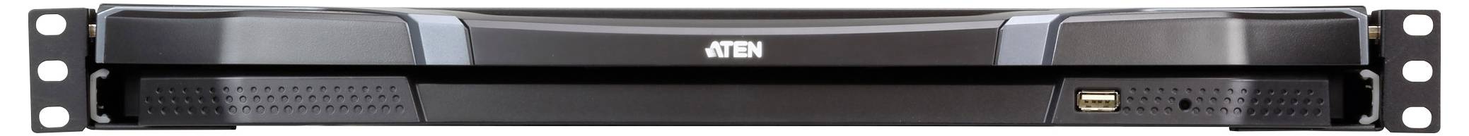 Rack-montierter Netzwerk-Switch mit mehreren Anschlüssen zum Verbinden von Geräten, mit Statusleuchten auf der Frontplatte.