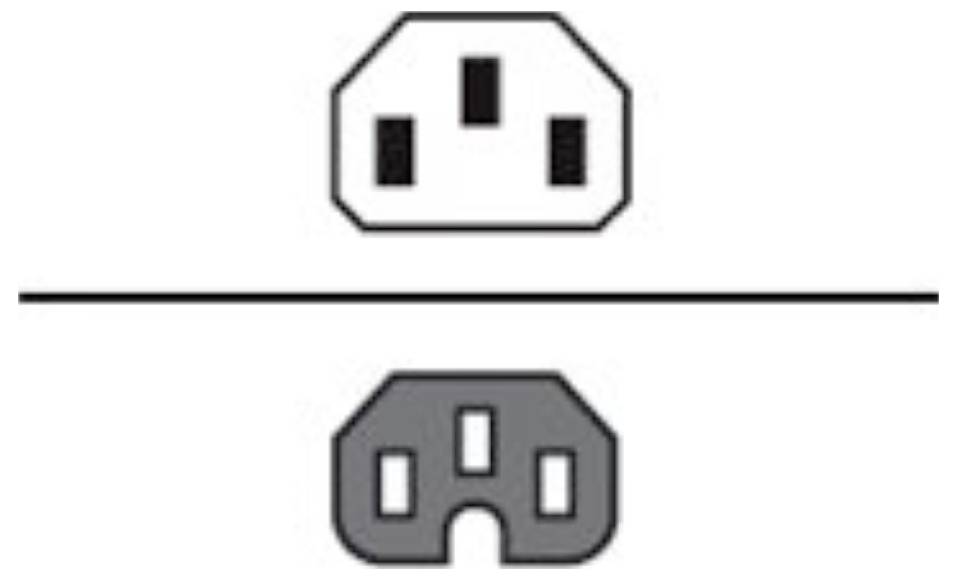 Illustration zeigt den Vergleich von zwei Steckertypen: einer mit drei rechteckigen Stiften oben, der andere mit drei Schlitzen unten.