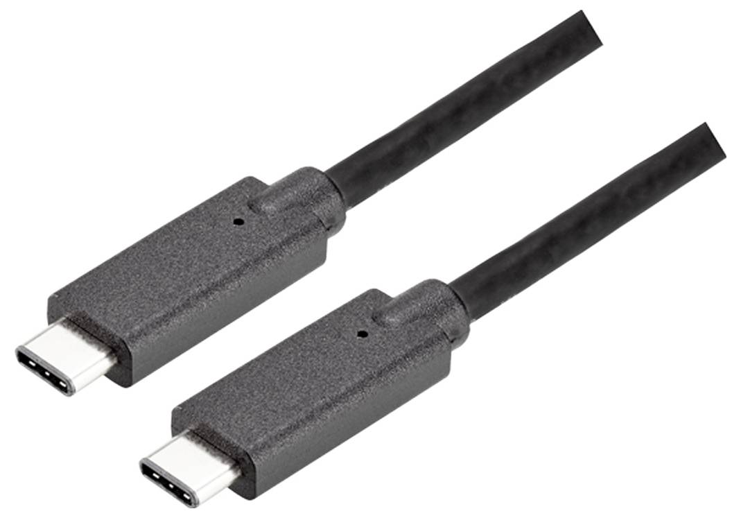 Zwei schwarze USB-C-Kabel mit Metallsteckern.