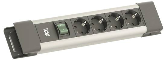 Bachmann BM005906 Steckdosenleiste mit Schalter Grau, Schwarz Schutzkontakt 1St.