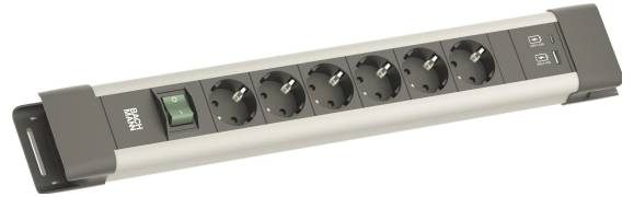 Bachmann BM005920 Steckdosenleiste mit Schalter Grau, Schwarz Schutzkontakt 1St.