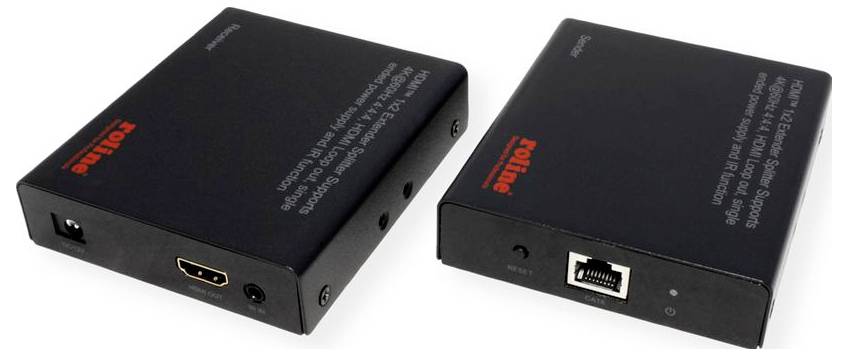 Schwarzes Kabel mit einem grünen und orangen Klemmleistenblock an einem Ende und einem Ethernet-Stecker am anderen Ende.