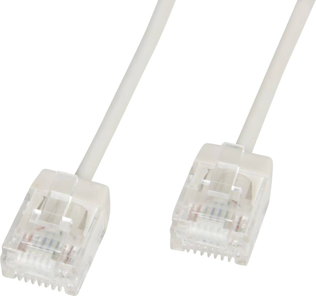 Zwei Ethernet-Kabel mit transparenten Steckverbindern für die Computervernetzung.