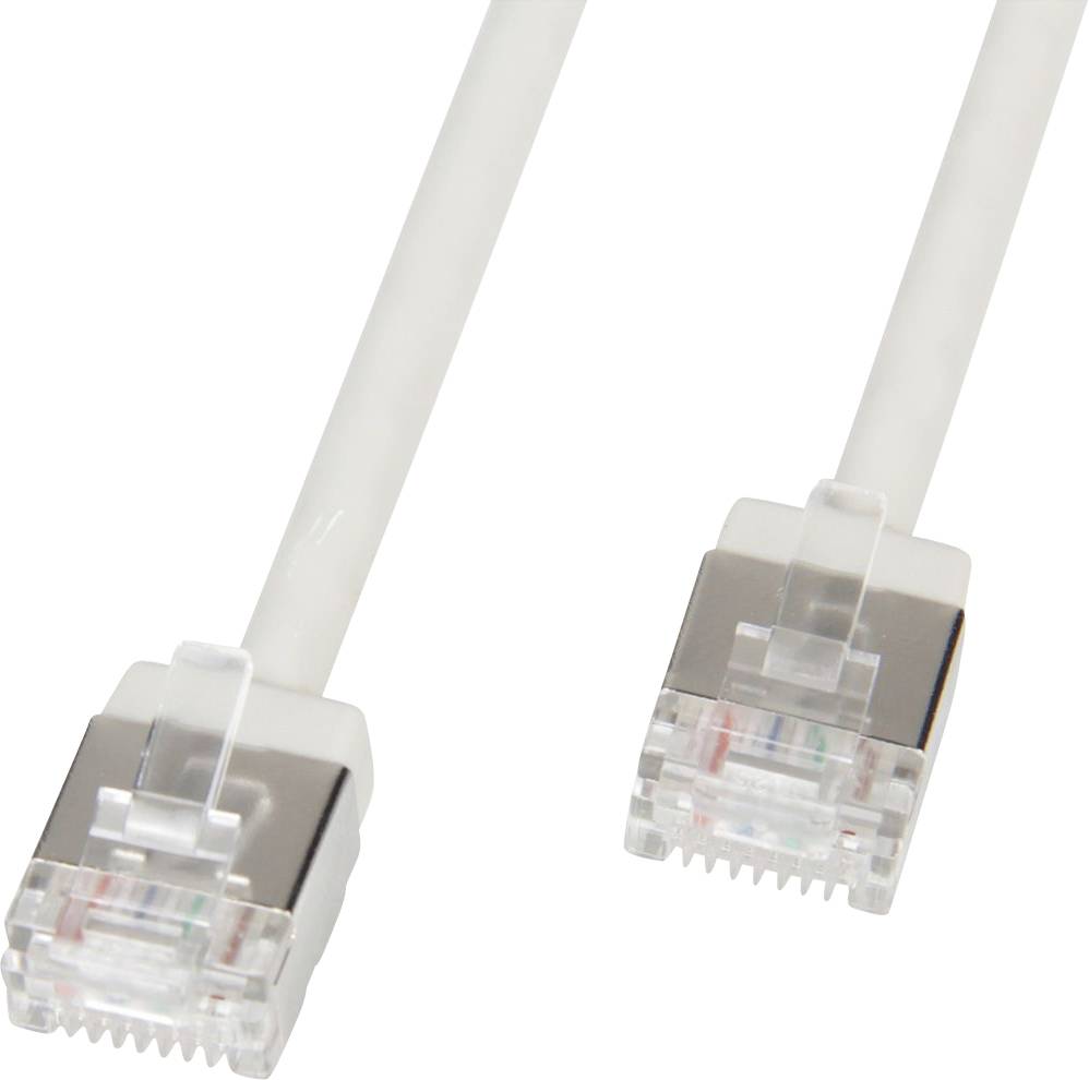 Zwei RJ45-Ethernet-Steckverbinder in entgegengesetzten Richtungen.