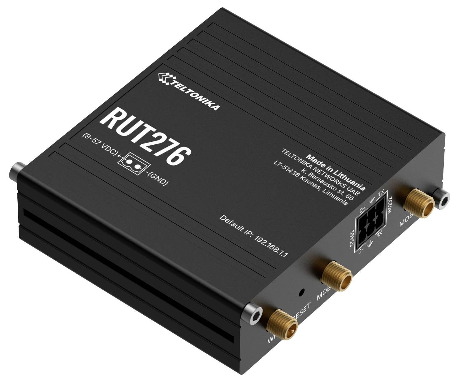 Ein weißer Netzwerk-Switch mit fünf Ethernet-Anschlüssen, die mit '1' bis '4' und 'Internet' beschriftet sind, und einem USB-C-Anschluss auf der rechten Seite.