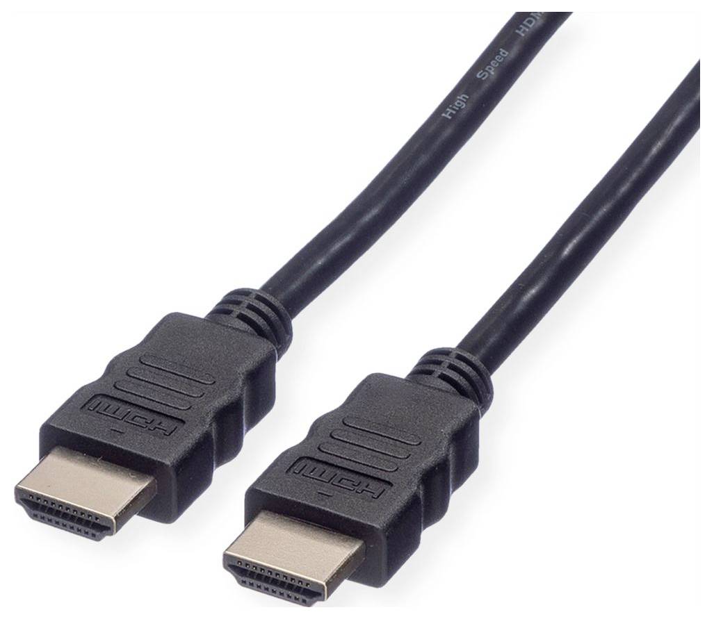„Zwei schwarze HDMI-Kabel mit Standard-Steckern, verwendet zum Übertragen von Audio- und Videosignalen, parallel nebeneinander angeordnet.