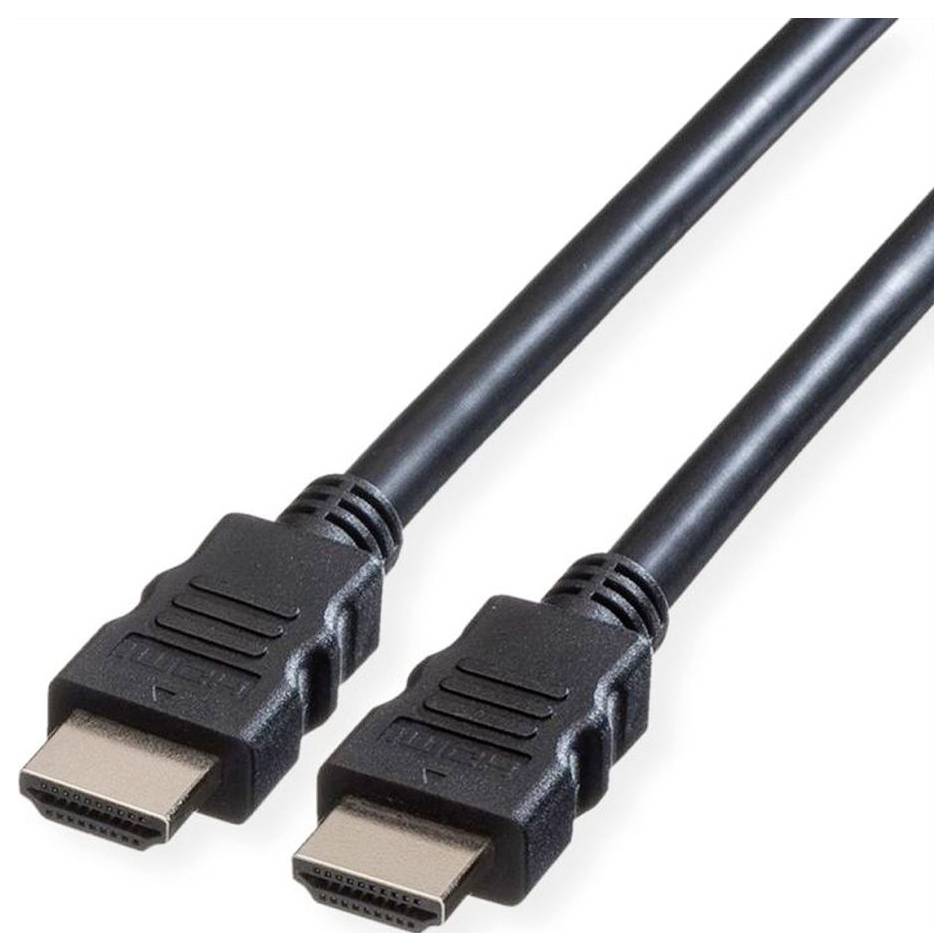 Zwei schwarze HDMI-Kabel mit Standardsteckern, verwendet zur Übertragung von Audio- und Videosignalen zwischen Geräten.