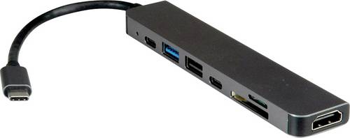 Value USB 2.0 Adapter [1x USB-C® - 7x HDMI®, USB-A, USB-C®, SD, microSD] USB Typ C Dockingst