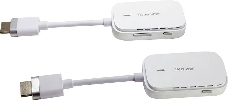 Kabelloses HDMI-Sender- und Empfängerset, jeweils mit einem HDMI-Anschluss und gekennzeichnet als 