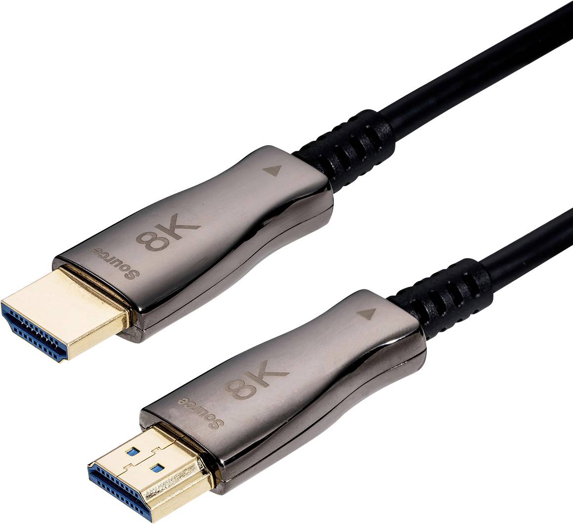 Zwei 8K-HDMI-Kabel mit auf den Steckverbindern beschrifteten 