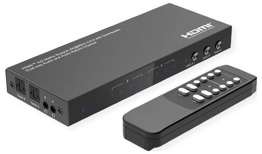 Value 4x2 Port HDMI-Matrix-Switch mit Fernbedienung