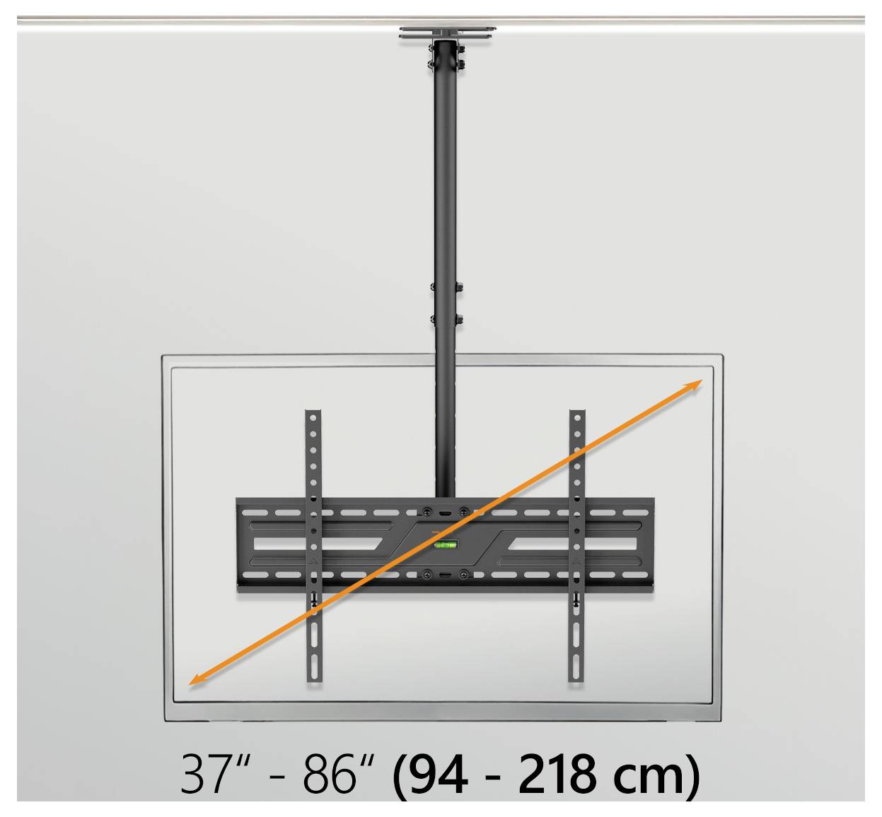 Decken-TV-Halterung geeignet für 37- bis 86-Zoll-Bildschirme (94 bis 218 cm) mit einstellbarer Höhe und Rotationsfunktionen.