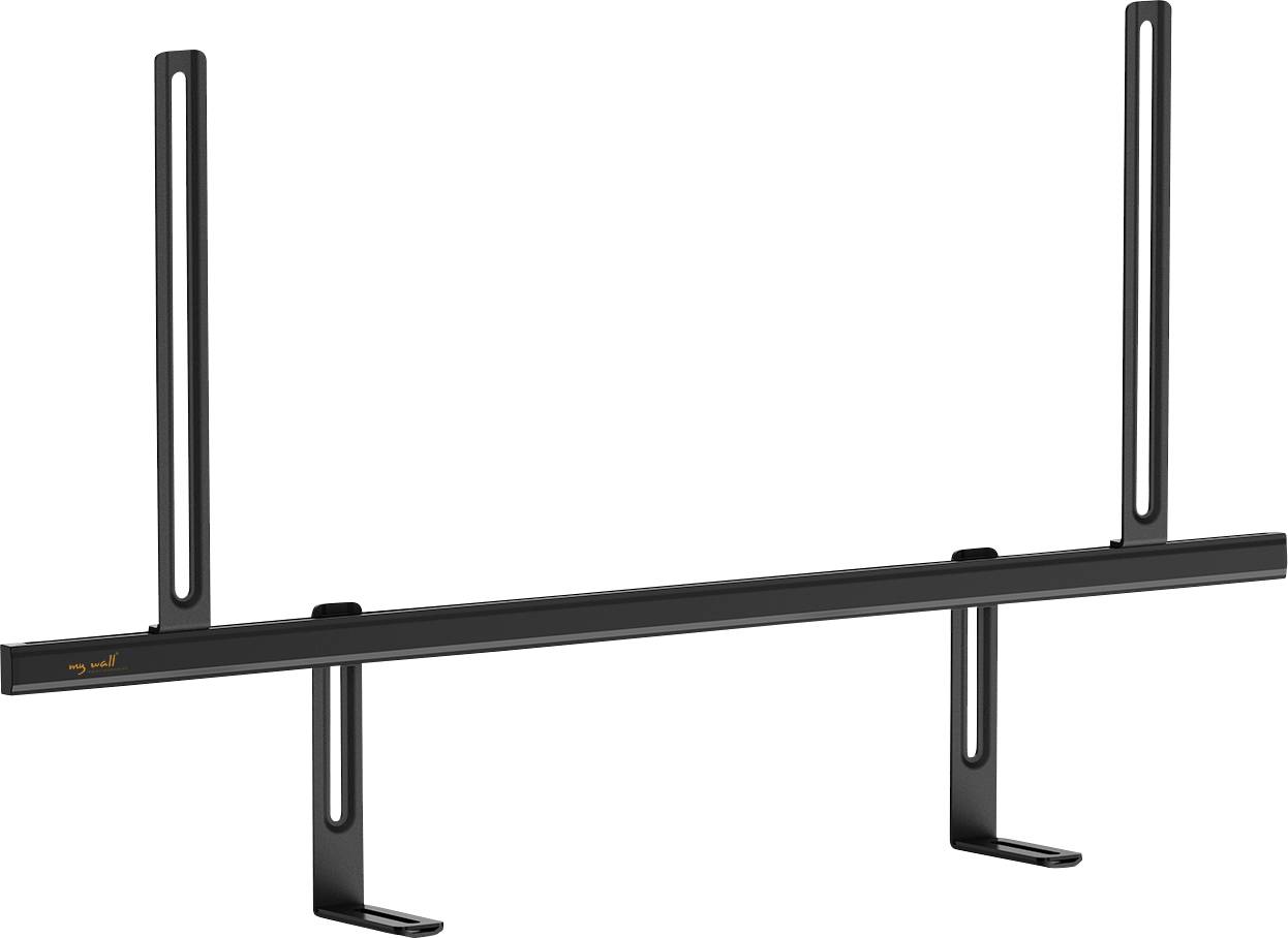Wandhalterung für Flachbildfernseher, schwarz, mit vertikal und horizontal verstellbaren Armen für sichere Montage.