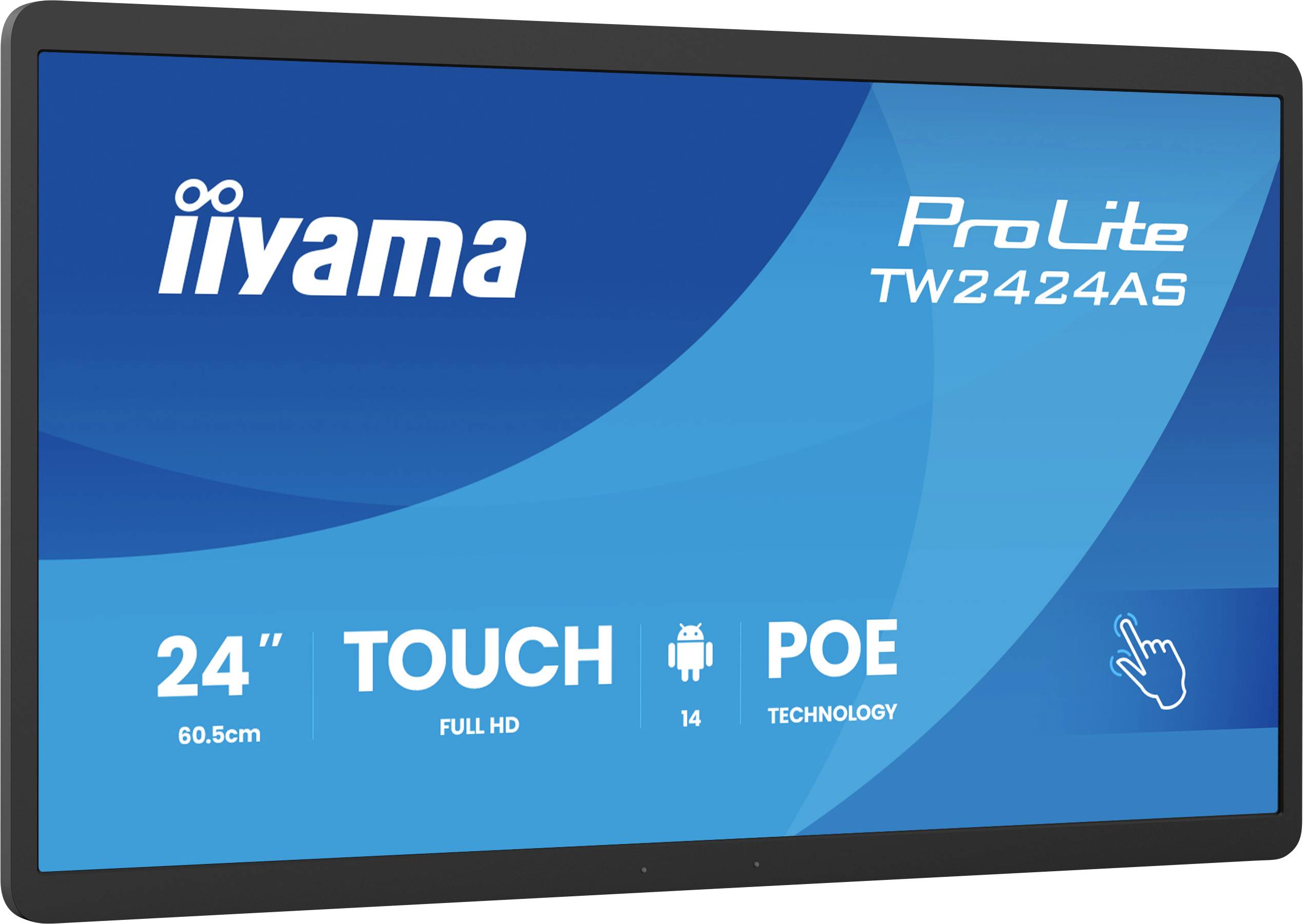 iiyama ProLite TW2424AS Bildschirmanzeige. Funktionen: 24 Zoll, Touch-Funktion, Full HD, Android 14 und POE-Technologie.