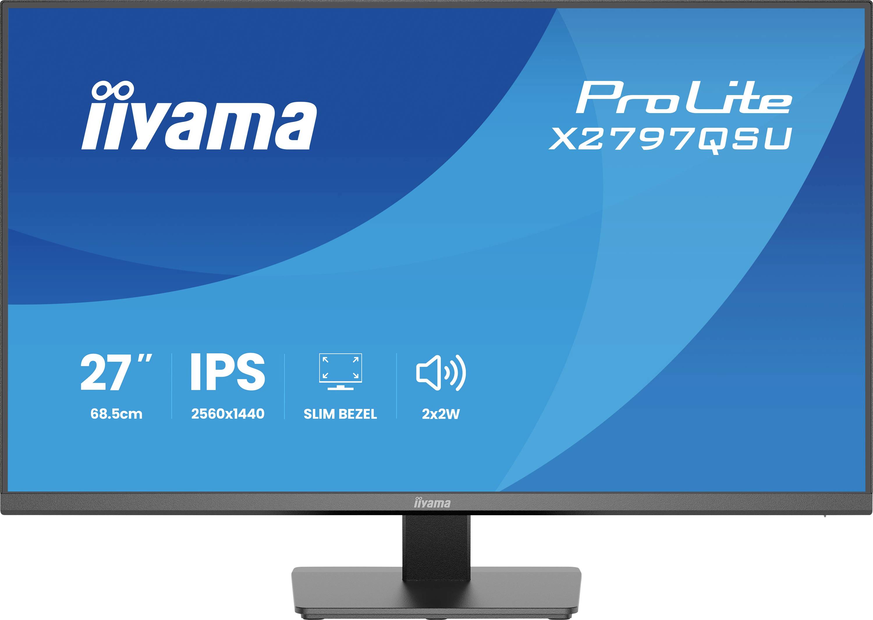 Monitor mit dem Label iiyama ProLite X2797QSU mit folgenden Spezifikationen: 27