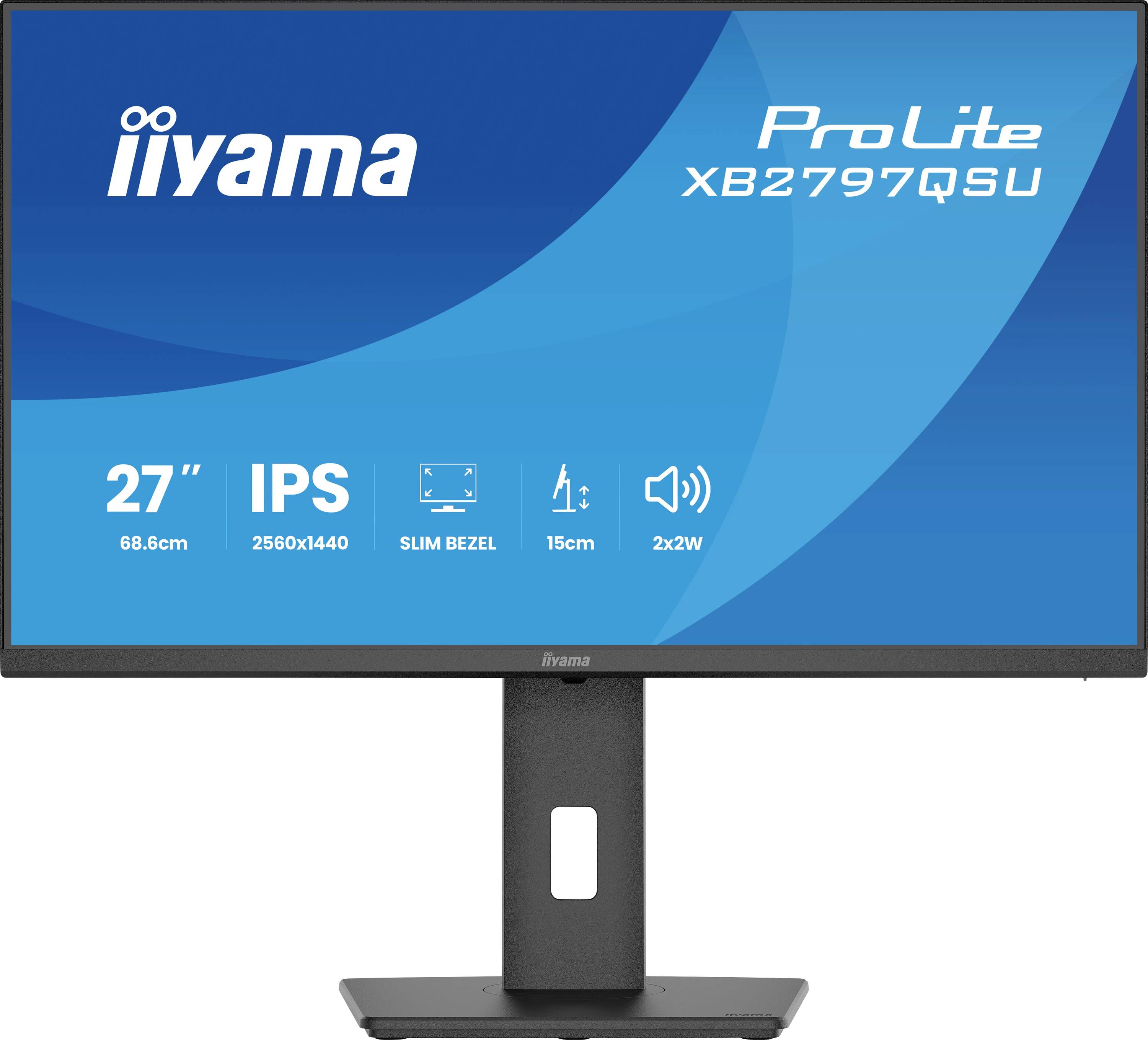 Der ProLite XB2797QSU Monitor von iiyama verfügt über ein 27-Zoll-Display mit IPS-Technologie, eine Auflösung von 2560x1440, einen schmalen Rahmen und 2x2W-Lautsprecher.