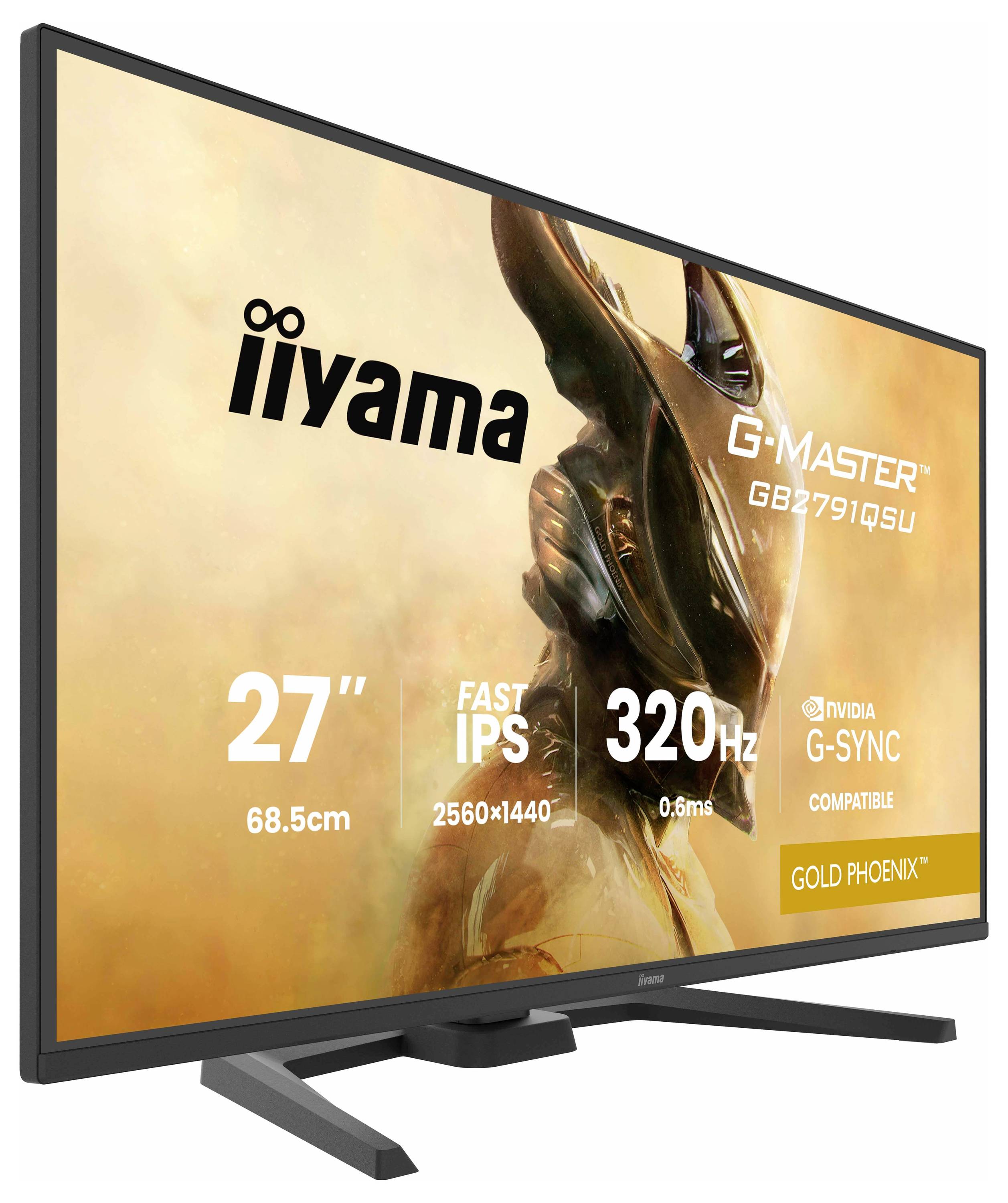 Iiyama G-Master GB2791QSU Monitor, 27 Zoll, Fast IPS, 2560x1440 Auflösung, 320Hz Bildwiederholfrequenz, 0,6ms Reaktionszeit, G-Sync kompatibel.