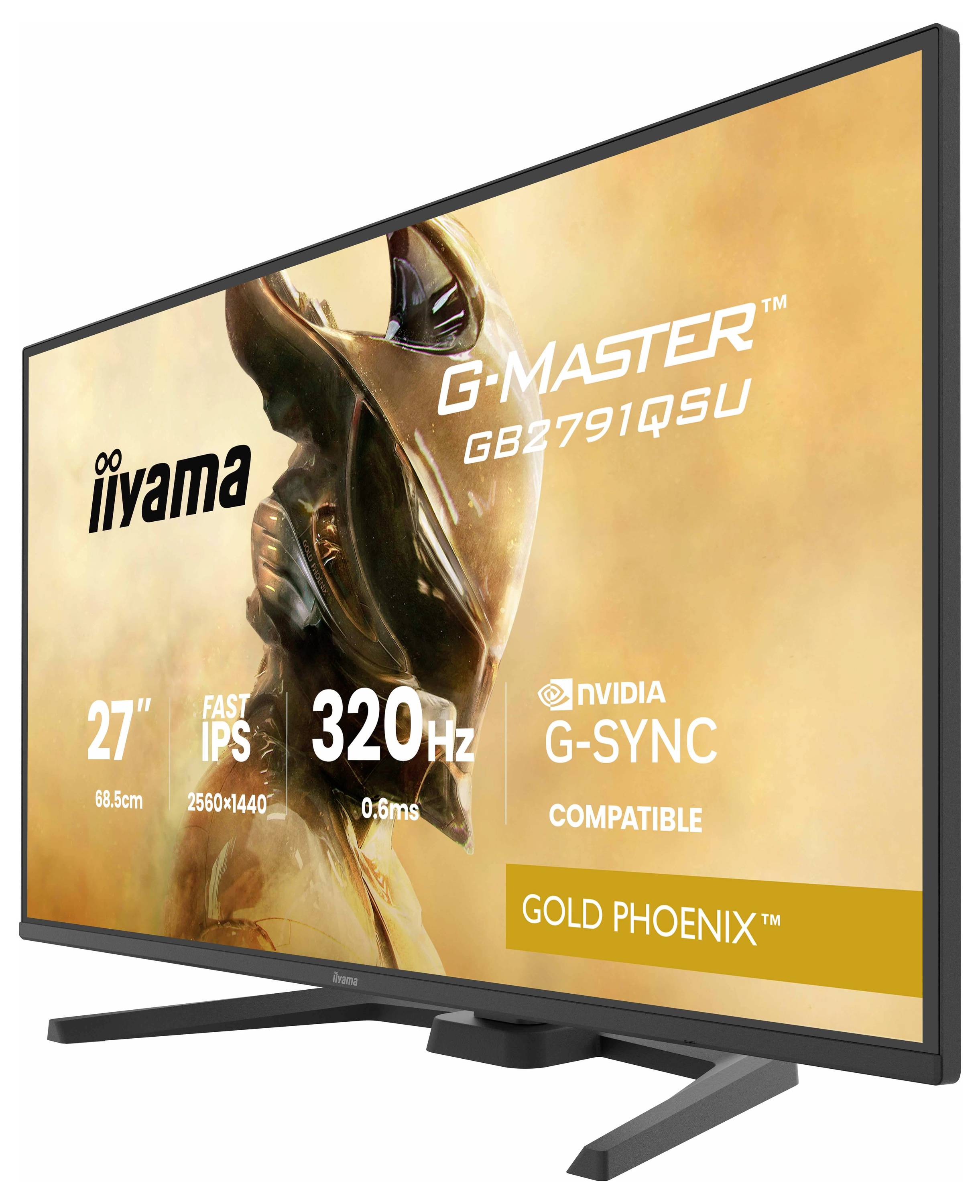 iiyama G-Master GB2791QSU Monitor, 27 Zoll, 2560x1440 Auflösung, 320Hz, NVIDIA G-Sync kompatibel, Gold Phoenix Design.