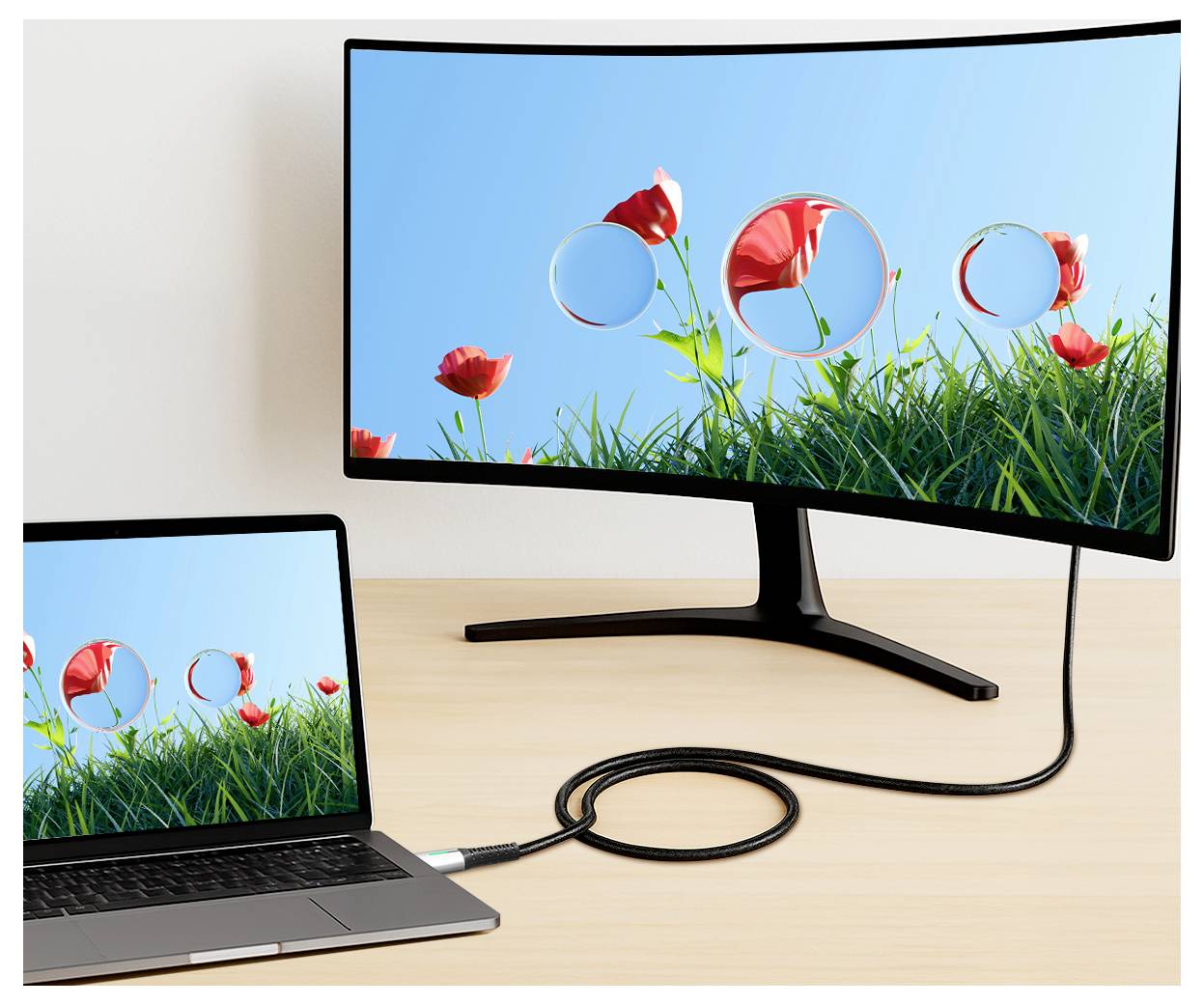 LogiLink USB-C® Kabel USB 3.2 Gen2x2 USB-C® Stecker 1.50m Schwarz mit LED, 4K UHD, beidseitig verwendbarer Stecker CU0433