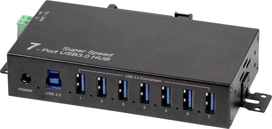 LogiLink UA0444 USB-Hub USB-A (USB 3.0) USB 3.0 5 GBit/s für industrielle Anwendungen Schwarz UA0444