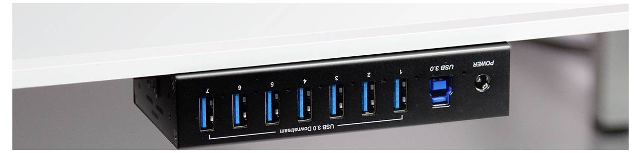 LogiLink UA0444 USB-Hub 7 Port USB-A USB 3.0 5 GBit/s für industrielle Anwendungen, Metallgehäuse, zur Wandmontage Schwarz UA0444