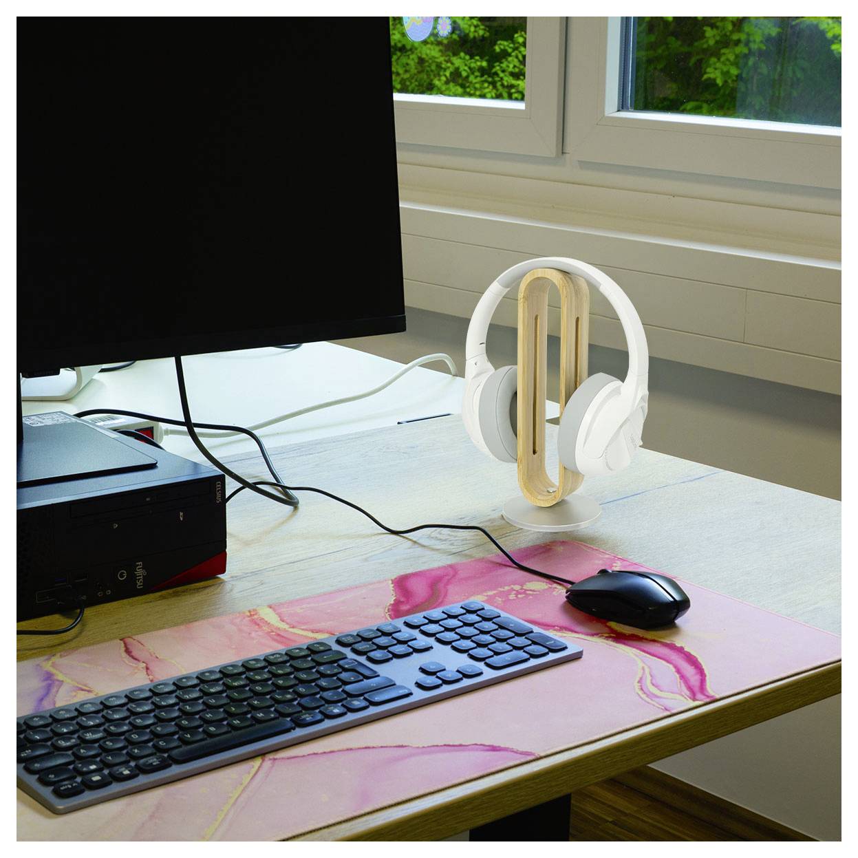 LogiLink AA0194 Kopfhörerständer Hellbraun, Silber