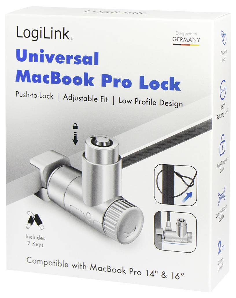 LogiLink Laptop Schloss Schlüsselschloss inkl. 2 Schlüssel NBS015