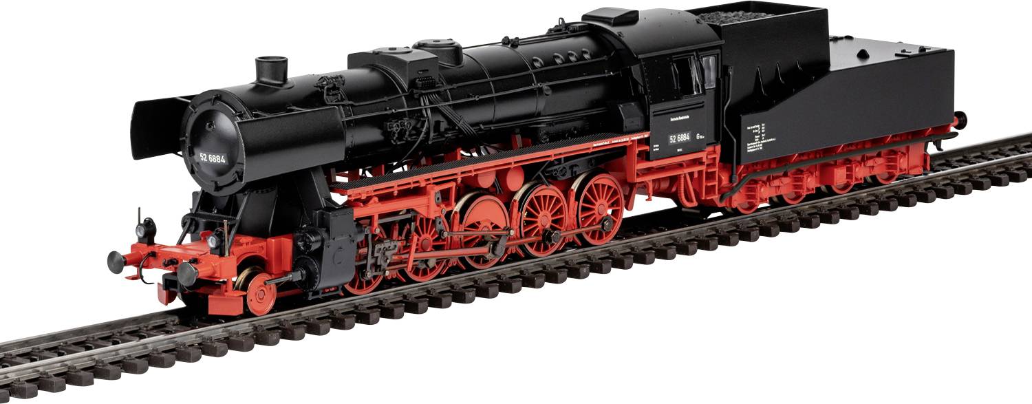 Eine schwarze und rote antike Dampflokomotive auf Eisenbahnschienen, die aufwendige Räder und Details zeigt und ein Gefühl für historische Transportmittel vermittelt.