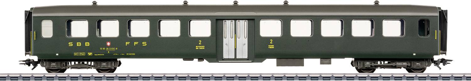 Ein Modell eines grünen Vintage-Güterwagens mit der Aufschrift „500 FFS