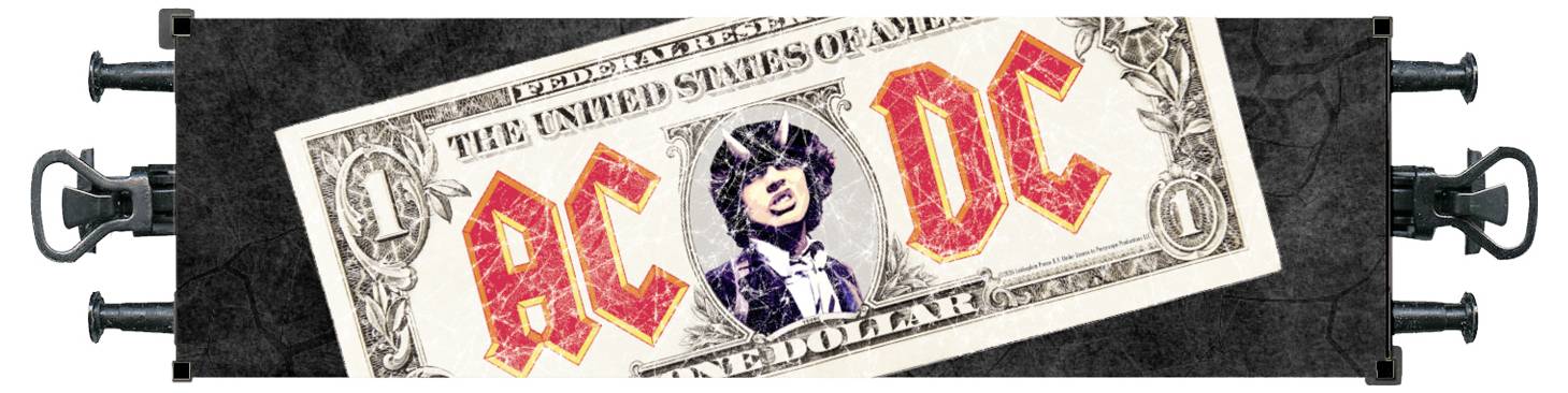 Ein Dollarschein mit „AC DC