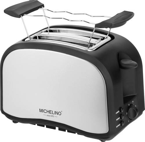 Michelino Toaster 2 Scheiben 800 Watt Edelstahl Toaster Schwarz