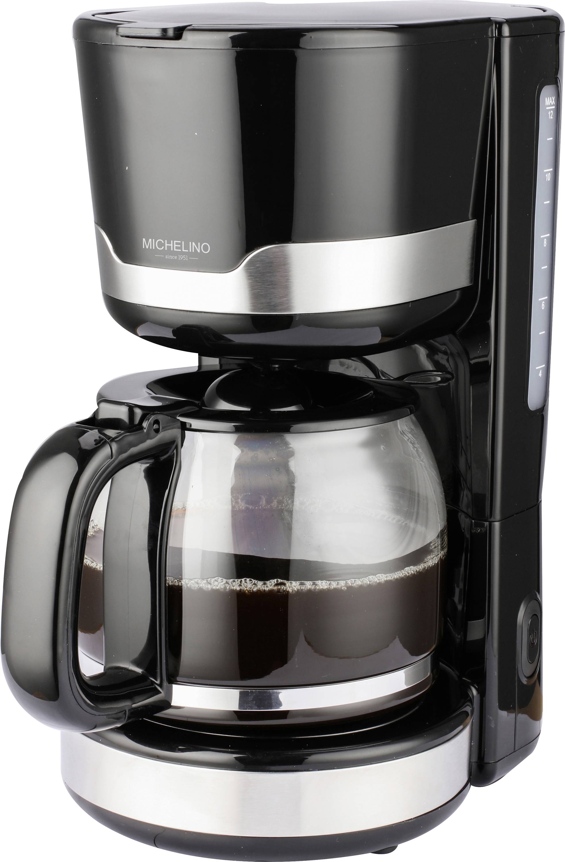 Michelino Kaffeemaschine 1,5 Liter Edelstahl schwarz Kaffeemaschine Schwarz, Silber Fassungsvermögen Tassen=12